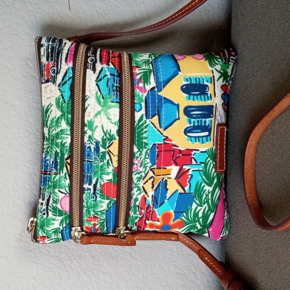 Rare! DOONEY & BOURKE " Sandbar" Bright Colorful North South Crossbody Purse. #3
